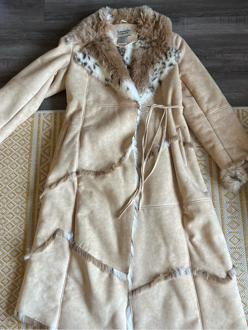 Heavy faux fur long coat